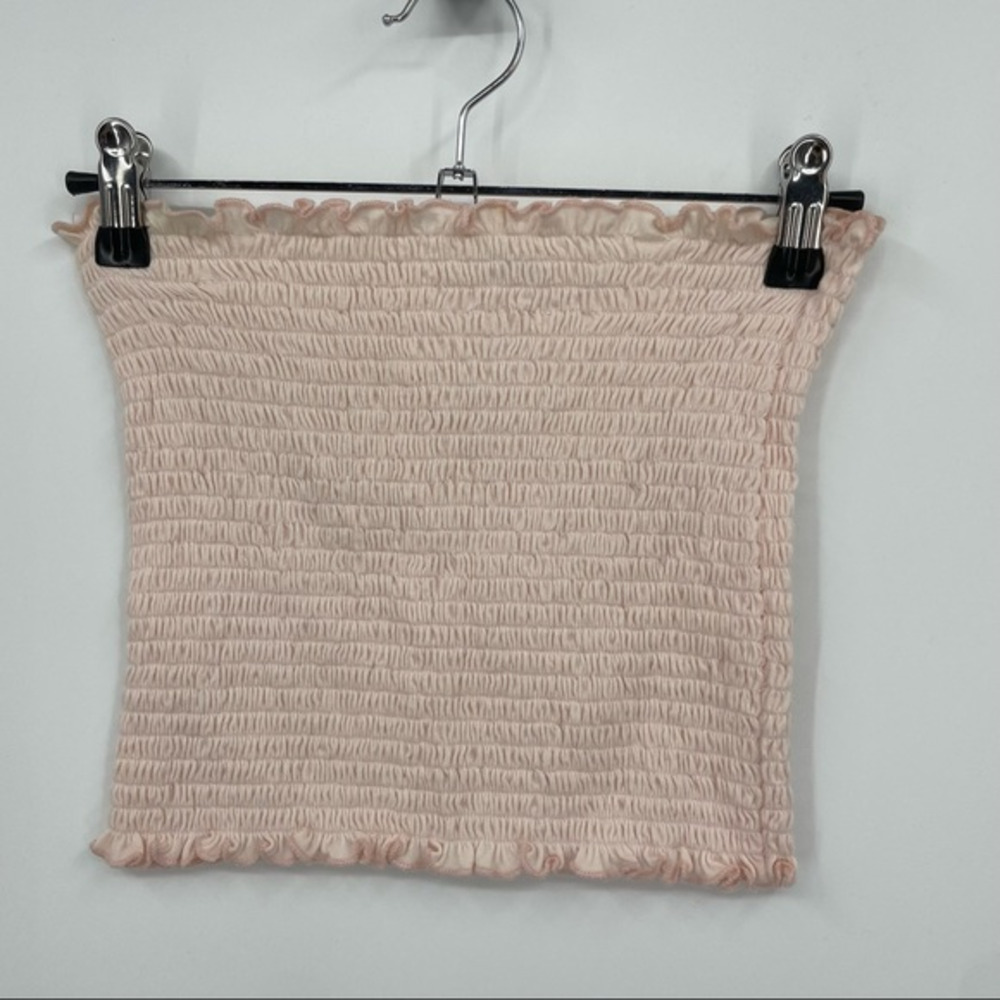 John Galt Brandy Melville smocked light pink tube top‎